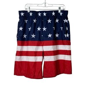 Mission Ridge US Flag Mesh Lined Swim Shorts Mens Large Patriotic